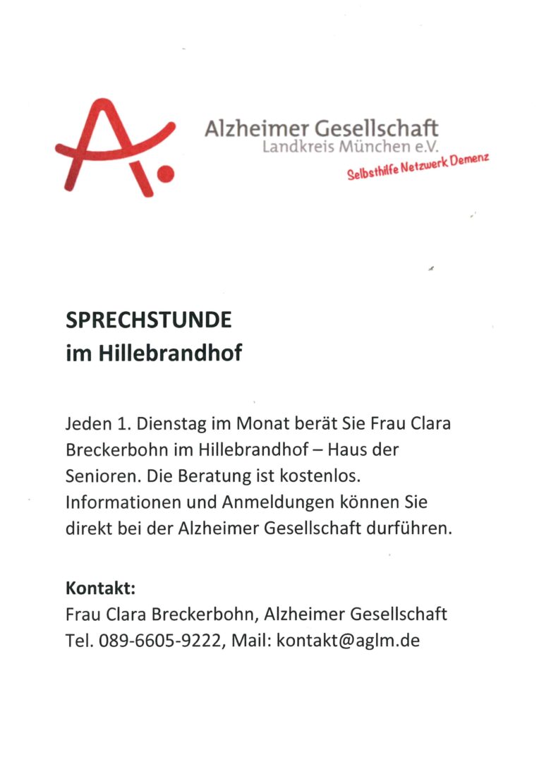 Alzheimer Gesellschaft - Sprechstunde 8.11.2022